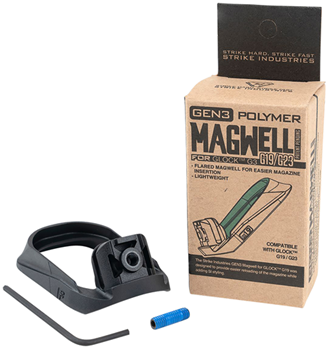 143834 Strike Industries G3-MAGWELL-19 Flared Magwell  Black Polymer for Gen 3 Glock 19