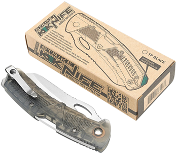 143849 Strike Industries K1TP K1  3.51" Folding Plain AUS-8A SS Blade Smoke Textured Po