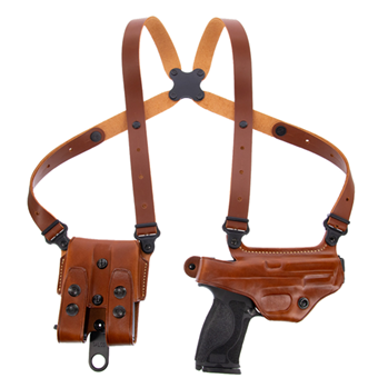 144076 Galco MCII870R Miami Classic Shoulder System made of Leather with Tan Finish & F