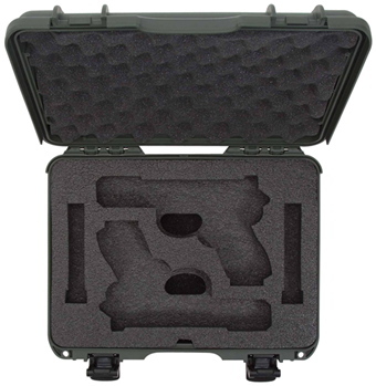Nanuk (plastica 146620 Nanuk 910GLOCK6 910 Glock Compatible 2 Up Pistol Case Olive Polymer with Latches