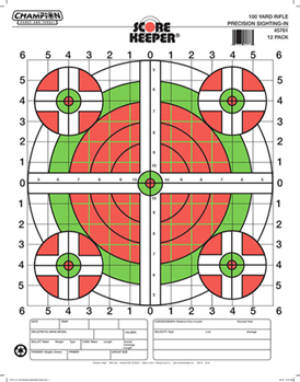 Champion Traps 147347 Champion Targets 45796 Score Keeper Sight-In Bullseye Paper Hanging 100 yds Pist