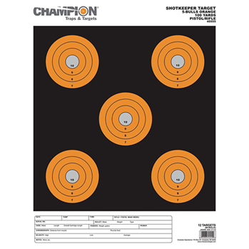 Champion Traps 147349 Champion Targets 45555 Shotkeeper  5" Bullseye Paper 100 yds Pistol/Rifle Large