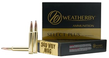 14738 Weatherby H340225SP Select Plus  340 Wthby Mag 225 gr Spire Point (SP) 20 Bx/ 10