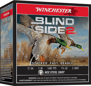 Winchester Ammu 147592 Winchester Ammo XBS1233 Blind Side 2  12 Gauge 3" 1 3/8 oz 3 Shot 25 Bx/ 10 Cs