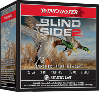 Winchester Ammu 147596 Winchester Ammo XBS2032 Blind Side 2  20 Gauge 3" 1 1/16 oz 2 Shot 25 Bx/ 10 Cs