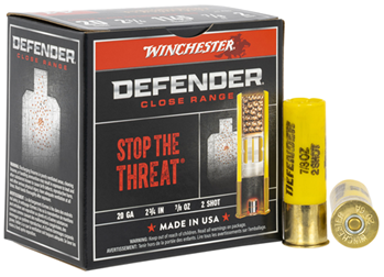 Winchester Ammu 147598 Winchester Ammo S202PD25 Defender  20 Gauge 2.75" 7/8 oz 2 Shot 10 Bx/ 10 Cs