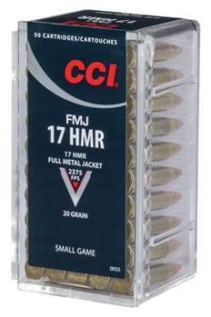 Cci/speer 15824 CCI 0055 Small Game 17 Hornady Magnum Rimfire (HMR) 20 GR Full Metal Jacket 50 B