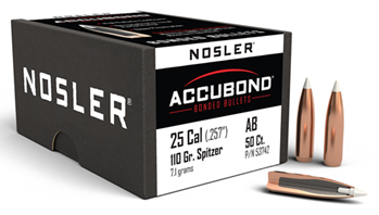 16683 Nosler 53742 AccuBond  25 Cal .257 110 gr Spitzer Point Boat-Tail 50 Per Box