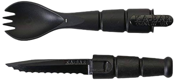 Kabar 19159 Ka-Bar 9909 Spork/Knife  Black Creamid 2.50" Serrated 6.88" Long