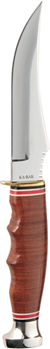 Kabar 20698 Ka-Bar 1233 Skinner  4.38" Fixed Plain 5Cr15MoV SS Blade Brown Leather Handle In