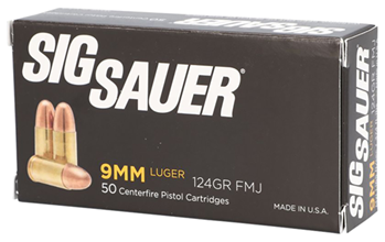 23477 Sig Sauer E9MMB250 Elite Ball  9mm Luger 124 gr Full Metal Jacket (FMJ) 50 Bx/ 2