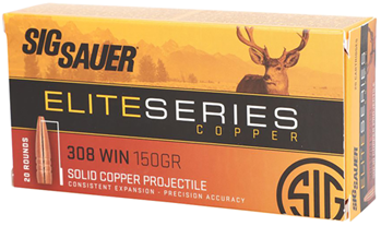 23485 Sig Sauer E308H120 Elite Copper Hunting  308 Win 150 gr Jacketed Hollow Point (J