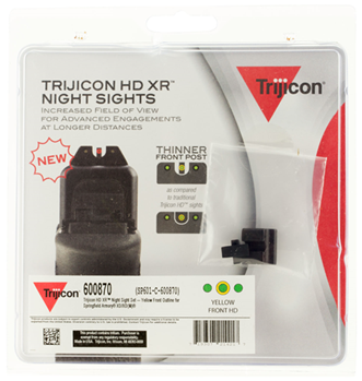 24435 Trijicon 600870 HD XR Night Sight Set 3-Dot Tritium Green with Yellow Outline Fr