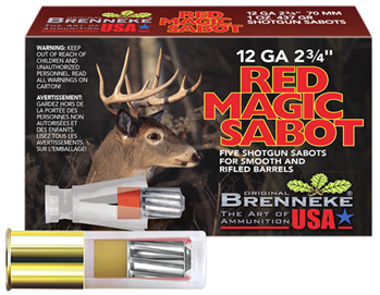 Brenneke Usa 2448 Brenneke SL122RMS Red Magic Sabot  12 Gauge 2.75" 1 oz Sabot Slug Shot 5 Bx/ 50