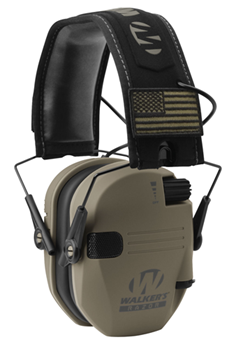Gsm Outdoors 25305 Walker's GWPRSEMPAT Razor Slim Patriot Electronic Muff Polymer 23 dB Over the He
