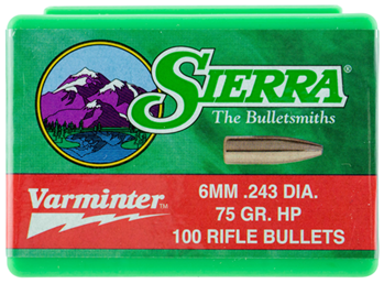 Sierra Bullets 25823 Sierra 1510 Varminter  6mm .243 75 gr Hollow Point (HP) 100 Per Box