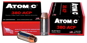 Atomic Ammuniti 26055 Atomic 00453 Pistol  380 ACP 90 gr Hollow Point (HP) 20 Bx/ 10 Cs