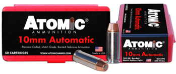 Atomic Ammuniti 26139 Atomic 00432 Pistol  10mm Auto 180 gr Bonded Match Hollow Point 50 Bx/ 10 Cs