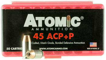 Atomic Ammuniti 26140 Atomic 00412 Pistol  45 ACP +P 185 gr Bonded Match Hollow Point 50 Bx/ 10 Cs