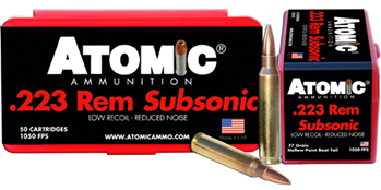 Atomic Ammuniti 26142 Atomic 00429 Rifle Subsonic 223 Rem 77 gr Hollow Point Boat-Tail (HPBT) 50 Bx/ 1