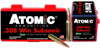 Atomic Ammuniti 26148 Atomic 00430 Rifle Subsonic 308 Win 175 gr SubSonic 50 Bx/ 10 Cs