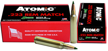 Atomic Ammuniti 26149 Atomic 00459 Rifle  223 Rem 77 gr Tipped MatchKing 20 Bx/ 10 Cs