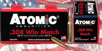 Atomic Ammuniti 26151 Atomic 00460 Rifle  308 Win 168 gr Tipped MatchKing 20 Bx/ 10 Cs