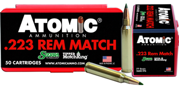 Atomic Ammuniti 26155 Atomic 00452 Rifle  223 Rem 77 gr Tipped MatchKing 50 Bx/ 10 Cs