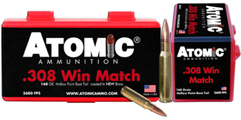 Atomic Ammuniti 26247 Atomic 00426 Rifle  308 Win 168 gr Hollow Point Boat Tail (HPBT) 50 Bx/ 10 Cs