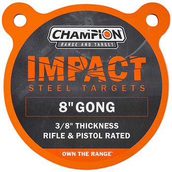 Champion Traps 27336 Champion Targets 44903 Center Mass Gong 8" Rifle Gray AR500 Steel Gong 0.38" Thi