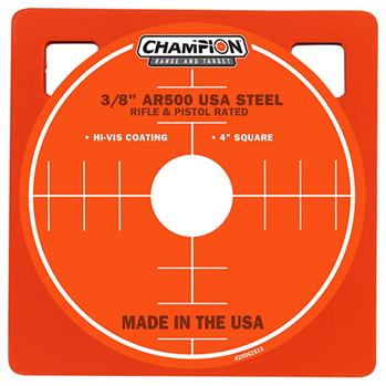 Champion Traps 27340 Champion Targets 44904 Center Mass  4" Rifle Gray AR500 Steel Square 0.38" Thick