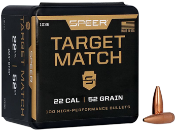Cci/speer 29008 Speer 1036 Target Match 22 Caliber .224 52 GR Hollow Point Boat Tail 100 Box