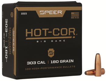 Cci/speer 29084 Speer 2223 Hot-Cor  303 Cal .311 180 gr Soft Point Round Nose (SPRN) 100 Per Box
