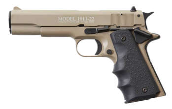 Chiappa Firearms 401120 1911-22  22 LR SAO 5" 10+1 Hogue Rubber Grip Tan Slide