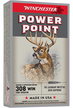 Winchester Ammu 30083 Winchester Ammo X308SUBX Super X  308 Win 185 gr Power-Point Subsonic 20 Bx/10 C
