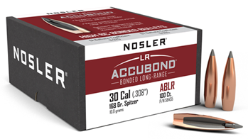 30212 Nosler 58455 AccuBond Long Range 30 Cal .308 168 gr Spitzer Point Boat-Tail 100