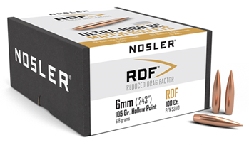 Nosler 30241 53410 NOSLER RDF 6MM 105 HPBT 100CT