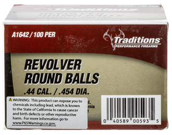 Traditions Inc 30901 Traditions A1642 Revolver  44 Cal .454 Lead Ball 140 gr 100