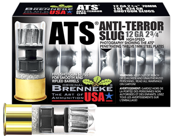 Brenneke Usa 31550 Brenneke SL122ATS Anti-Terror-Slug   12 Gauge 2.75" 1 oz Slug Shot 5 Bx/ 40 Cs