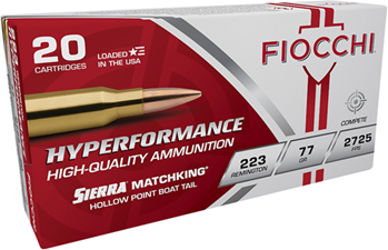 Fiocchi Ammunit 33154 Fiocchi 223MKD Exacta 223 Rem Sierra MatchKing BTHP 77 GR 20Box/10Case
