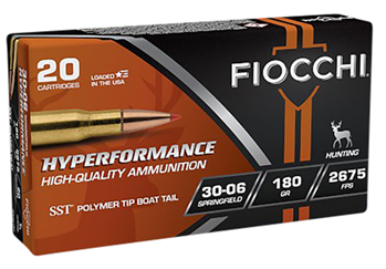 Fiocchi Ammunit 33180 Fiocchi 3006HSC Hyperformance  30-06 Springfield 180 GR SST Polymer Tip BT 20 Bx
