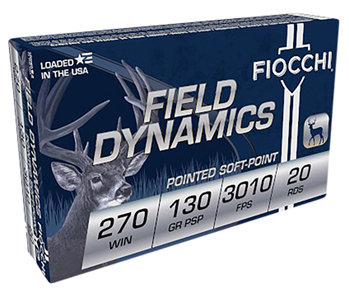 Fiocchi Ammunit 33242 Fiocchi 270SPB Field Dynamics  270 Win 130 gr Pointed Soft Point (PSP) 20 Bx/ 10