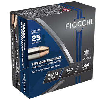 Fiocchi Ammunit 33416 Fiocchi 9XTPB25 Hyperformance  9mm Luger 147 gr XTP Hollow Point 25 Bx/ 20 Cs