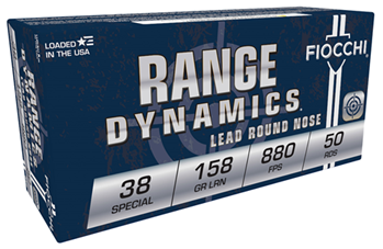 Fiocchi Ammunit 34021 Fiocchi 38C Range Dynamics  38 Special 158 gr Lead Round Nose (LRN) 50 Bx/ 20 Cs