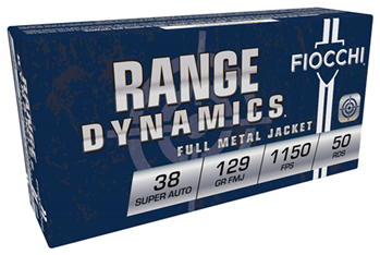 Fiocchi Ammunit 34025 Fiocchi 38SA Range Dynamics  38 Super 129 gr Full Metal Jacket (FMJ) 50 Bx/ 20 C