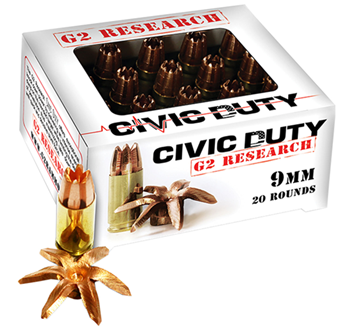 G2 Research Inc 346 G2 Research CIVIC 9MM Civic Duty  9mm Luger 100 gr Copper Expansion Projectile 2