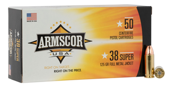 38SPRARMS125 Armscor FAC38SUPER1N Pistol  38 Super 125 gr Full Metal Jacket (FMJ) 50 Bx/ 20 C
