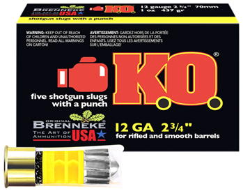 Brenneke Usa 37895 Brenneke SL122KO K.O.  12 Gauge 2.75" 1 oz Slug Shot 5 Bx/ 50 Cs