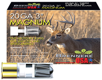 Brenneke Usa 37897 Brenneke SL203M Magnum  20 Gauge 3" 1 oz Slug Shot 5 Bx/ 50 Cs