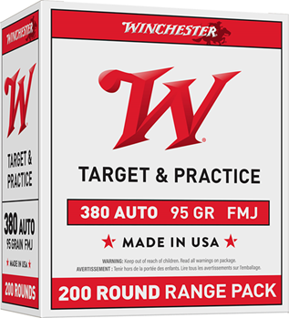 Winchester Ammu 414 Winchester Ammo USA380W USA  380 ACP 95 gr Full Metal Jacket (FMJ) 200 Bx/5 Cs (